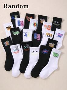 10/20 Pairs Of Unisex Y2K Streetwear Graffiti Print Mid-Calf Socks, Hip-Hop And Skateboarding Back-To-School Season Couple Socks For Daily Wear - Multicolor - View 15