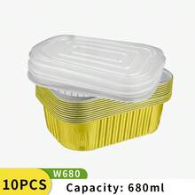 10pcs/Pack Disposable Gold Rectangular Aluminum Foil Baking Trays, Multi-Size Options, Takeout Packaging Boxes, Suitable For Oven, Air Fryer - Gold - View 16