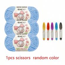 3pcs/Set Chenille Yarn Balls With Random Color Scissors, 100% Polyester DIY Craft Material Kit For Doll, Scarf, Bag Handmade Knitting - Multicolor - View 32
