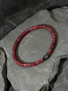 1pc Red Natural Stone Elastic Bracelet For Men And Women – Emperor Stone Beads Yoga Meditation Spirituality Jewelry For Parties & Casual Wear, Party Accessories | Simple Elegant Design - Red - View 9