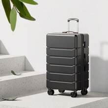 Carry On Luggage, Hard Shell, Double Spinner Wheels Lightweight Suitcase  Lock, Luggage Set - Black - View 2
