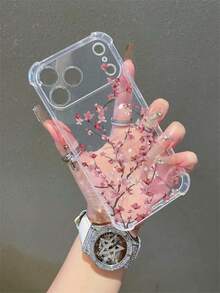 Flower 1pc Transparent TPU Anti-Drop Protective Case Compatible With IPhone 17/17Pro/17 Pro Max, 11, 15 Pro Max, 14 Pro Max/16/16Pro/16promax/14/15/13/12/11, Shock-Proof Phone Case Accessory - Clear - View 3