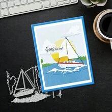 Creative Sailboat And The Sea Dies, DIY Scrapbooking Album And Embossing Stencil, Greeting Card Making Tool, Card Paper Cutting Crafts ,Gift Card Making Template Die Cuts. - Silver - View 3