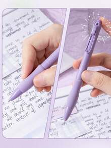 Bộ 5 bút bi gel khô nhanh, mực đen 0.5mm, cán cầm mềm mại, màu tím cao cấp, thích hợp cho học tập, văn phòng, thi cử và mùa tựu trường. - Bút gel - Xem 5