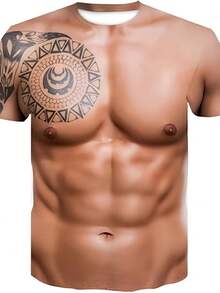 Áo thun nam in họa tiết cơ bắp, trang phục mùa hè năng động và cá tính dành cho nam, áo tay ngắn đa năng, áo thun nam cổ tròn kiểu chui đầu. - Nhiều màu - Xem 6
