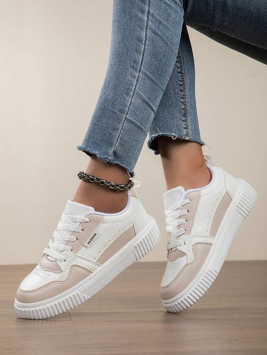 Sneaker casual da donna per autunno/inverno, con lacci, suola morbida, piatte e confortevoli, da skateboard, leggere, basse, per uso quotidiano