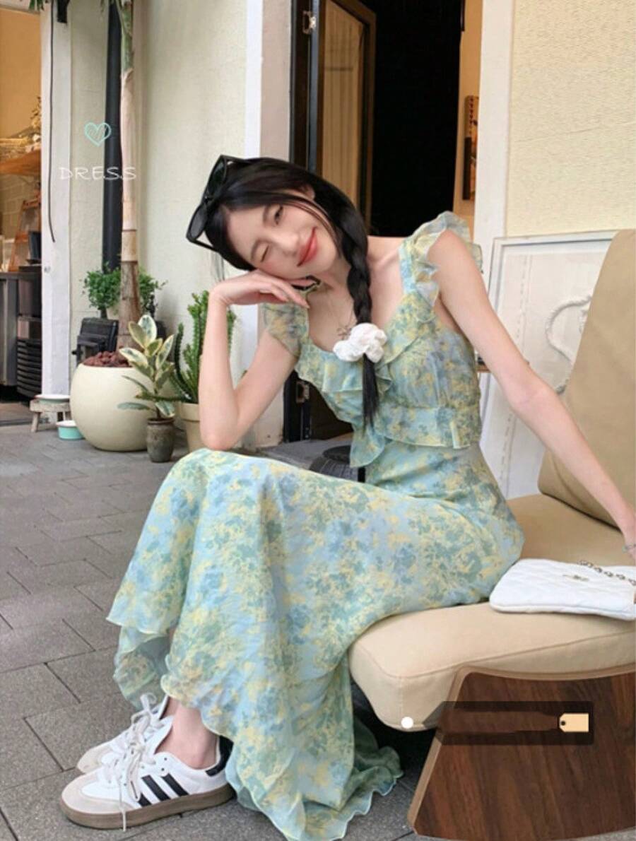 Women Long Dresses - Green - View 1