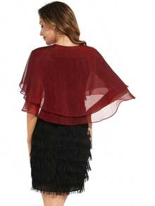 Women's Sheer  Shawls And Wraps For Evening Dresses Soft Wedding Cape Lightweight Bridesmaid Scarves Cover Up - 紅寶石 - 查看 6