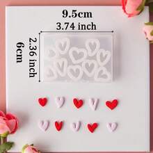 10件套盒装迷你心形情人节粘土耳环制作套装，包含软粘土模具和切割机，适用于珠宝制作、项链和耳环粘土工具 - 白色 - 查看 3