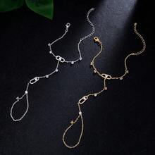 1件镂空几何手链，可调节水钻指环手链，适合女性日常佩戴 - 手指鏈 - 查看 2