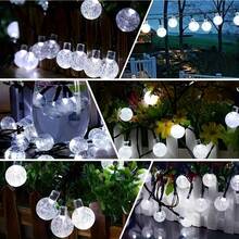 100 luces solares de bola de cristal LED - 8 modos, efecto de cambio de color y luces de hadas, ideal para Navidad, Halloween, fiestas, campamentos y decoración de vacaciones - luz blanca - Ver 6