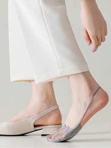 女士透明蕾丝袜夏季镂空柔软隐形休闲船袜 - 彩色 - 查看 7