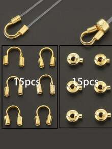30-100件套珠宝制作工具包 | 镀金扁平扣、U形钩、串珠隔珠、金属丝连接器、绕线夹、马蹄形扣、扁平紧固固定珠，适用于手工制作项链、吊坠、手链、脚链、耳环连接器 - 彩色 - 查看 14