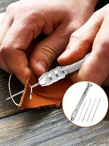 5pcs Sewing Tool Set With Replaceable Heads - Alloy Alloy Sewing And Knitting Tools, Suitable For Home Shoe Repair And Craft Projects - Sandwich Bar + 4 Needles - View 3