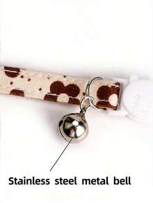 1pc Floral Pattern Pet Collar With Bell, Adjustable Size, Leather Lining - Multicolor - View 7