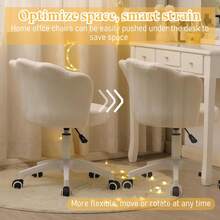 DYHOME Velvet Washbasin Stool, Home Office Chair, Ergonomic Swivel Chair, Height Adjustable - White - View 7