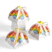 10pcs Cartoon Rainbow Cute Packaging Gift Boxes For Birthday Party, Foldable Bowknot Gift Boxes - Multicolor - View 7
