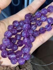 50颗8/10/12毫米深紫色彩虹光泽亮圆珠 - 合成珠，带彩虹闪光，适用于珠宝制作、手链、项链 - 母亲节DIY手工材料，珠宝制作珠子 - 彩色 - 查看 6