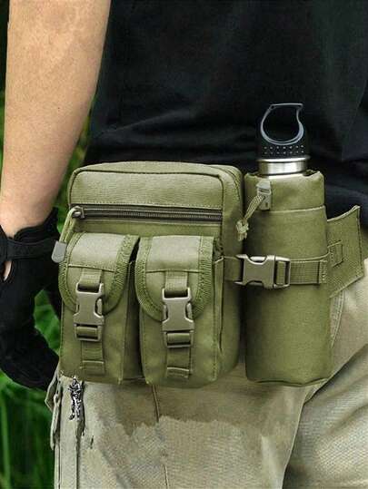 Men's Tactical Waist Bag, Waterproof Nylon Hiking Water Bottle Bag, Mobile Phone Bag, Men's And Women's Outdoor Sports Waist Bag Chest Bag, Military Hunting Waist Bag, Wear-Resistant And Durable Travel Waist Bag