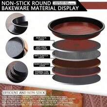 Non-Stick Carbon Steel Pizza Pan Oven Baking Trays Mold Microwave Cake Pan Dish Mould Patisserie Pie Sapan Tools - Black - View 6