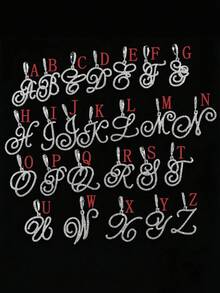 镶钻网球链 + 草书字母吊坠，男士街头风项链 - 男士草體字母項鍊 - 查看 3