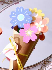 6pcs DIY Greeting Card Flower Bouquet Set, Includes Various Bouquet Designs, Suitable For Mother's Day, Wedding, Birthday Celebration, Thank You Cards, And Sunflower Cards - Sunflower - View 5