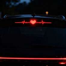 High-Mounted Brake Light Sticker, Heart-Shaped Heartbeat, Electrocardiogram, Taillight Sticker, 3D Carbon Fiber Matte Frosted Pattern, Adding Eye-Catching Safety Signs To The Car - A - View 9