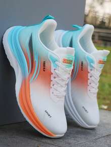 2026 New Men's Summer Breathable Mesh Sneakers, Non-Slip Running Shoes, Fashionable Lace-Up Casual Travel Shoes - White Orange - View 13