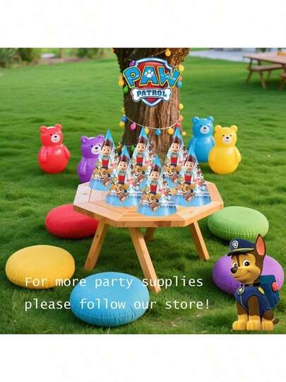 Paw Patrol 6pcs Party Hats, Birthday & Holiday Party Decorations, Cartoon Character Styled Party Supplies Set, Creative & Fashionable, Reusable Essential Party Decorations For New Year, Valentine's Day & Various Parties