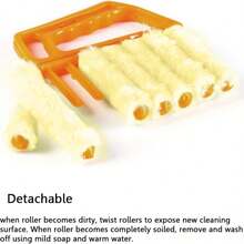 Cepillo limpiador de persianas, limpiador de polvo de persianas, mini cepillo de limpieza lavable y extraíble para acondicionadores de aire de ventana con 7 láminas, herramientas de limpieza doméstica y de cocina, para toldos, revestimientos, vinilo, automóvil, ventilador - A - Ver 4