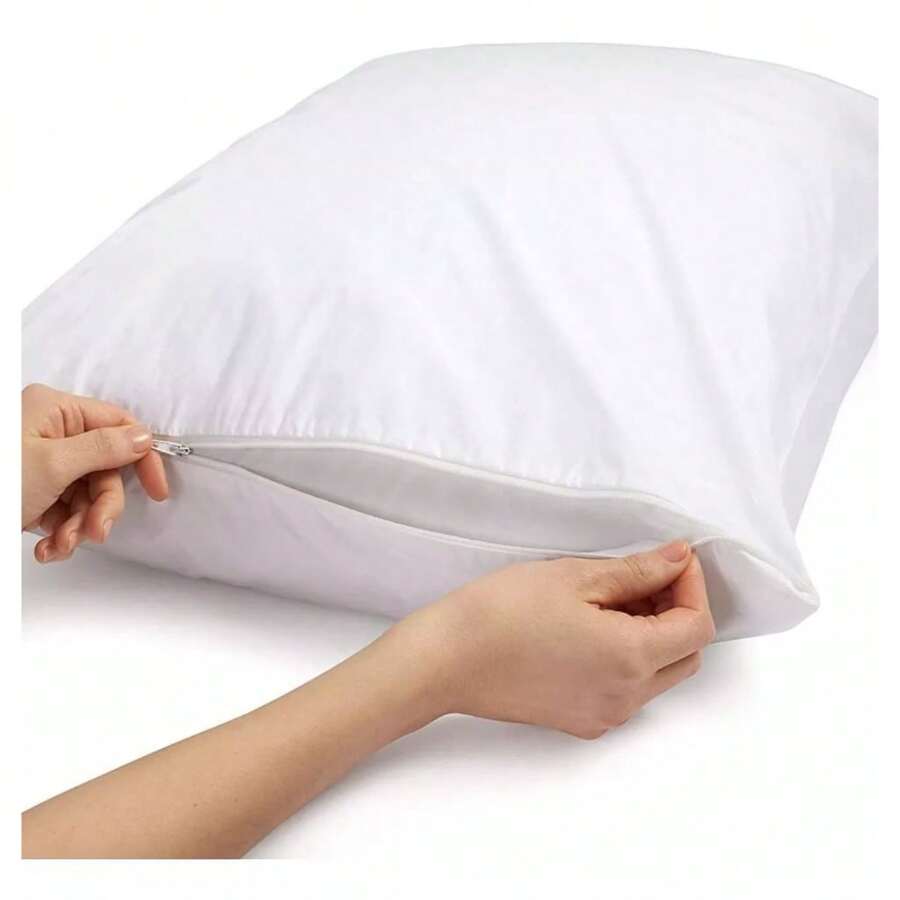 Kit c/ 6 Fronhas Impermeável Anti - Ácaro Branco com zíper 70cm x 50cm Promoção - Branco - Visão 1