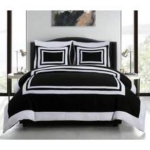 Wyatt 7-Piece Square Pattern Hotel Style Bed In A Bag Comforter Set With Bed Sheets - Black/White - View 8