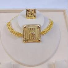 Gold Jewelry Necklaces For Women Geometric Adjustable Necklace Bracelet Elegant Jewelry Set For Women Suitable For Party Wedding Anniversary Dress Up - Gold - View 4