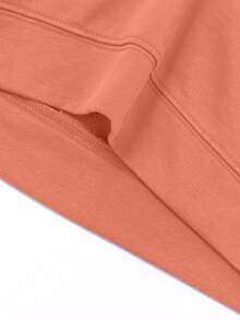 創意休閒女款純棉落肩舒適百搭套頭衫半開領襯衫，修身街頭學院風垂墜柔軟長袖新款衛衣 - 粉色 - 查看 7