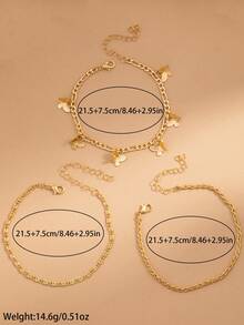 3pcs Set Minimalist Multi-Layer Metal Butterfly Pendant Anklet, Butterfly Braided Chain Anklet - Multicolor 1 - View 5
