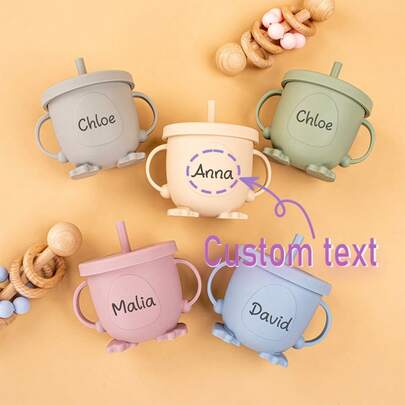 Cốc uống nước silicon có ống hút in logo tùy chỉnh, bình nước hình chim cánh cụt 2 trong 1, cốc tập uống cho trẻ sơ sinh, cốc ăn nhẹ cho bé, bình nước di động cho trẻ em, hình chim cánh cụt hoạt hình, cốc ăn nhẹ và thức ăn đa năng, tay cầm chống tràn, chống sốc, silicon, thiết kế đáng yêu, đồ dùng cho bà mẹ và trẻ sơ sinh, tuyệt vời cho bé khi đi du lịch.