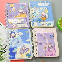 3/5/10本卡通线圈笔记本，卡通天气、宇宙、海底世界、花卉、季节主题口袋便签本，卡通笔记本，日记本，办公便签，学生日记本，返校礼物 - 彩色 - 查看 9