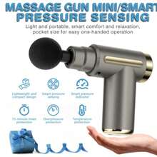[Electric Massage Gun] 1200*2 Lithium Portable Electric Fascia Massage Gun - 4 Replaceable Massage Heads, 6-Speed Mode, Deep Tissue Impact Muscles, Relieve Muscle Tension, For Body, Back And Neck Massage With LCD Screen - Grey - View 4
