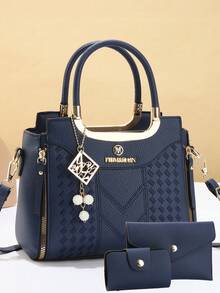 3pcs/Set Women's Embroidered Shoulder Bag, Fashion Personalized Crossbody Bag, Handbag Set - Black - View 9