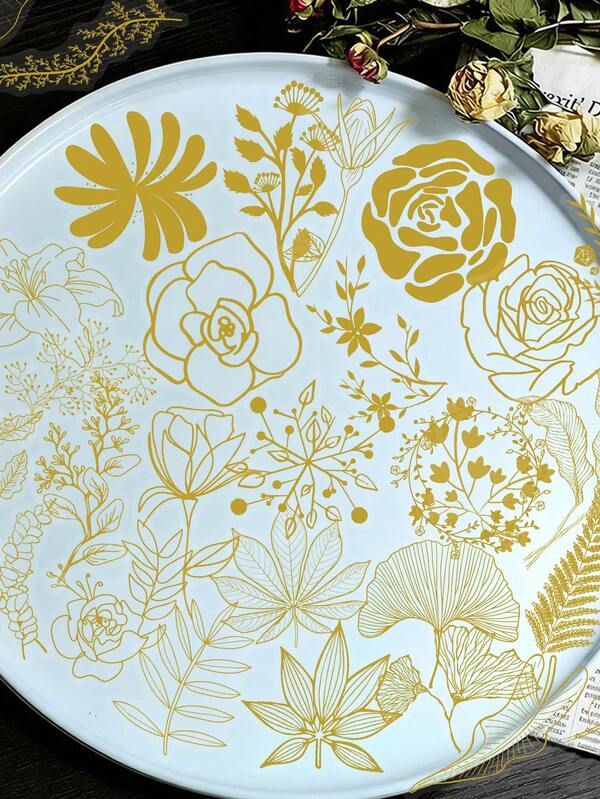 50pcs Elegant Floral Stickers, Waterproof Transparent Flower Stickers Suitable For Notebook, Desk, Wall, Water Bottle, Computer, Skateboard, Guitar, Refrigerator, Scrapbook, Phone Case, Decoration, Back To School, Birthday Gift, Party Favor, Office & School Supplies