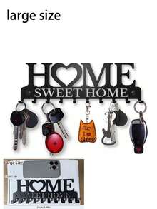 1 móc treo chìa khóa HOME gắn tường, giá để đồ lối vào có móc, không cần khoan, trang trí nhà cửa cho phòng khách - Nhiều màu - Xem 16