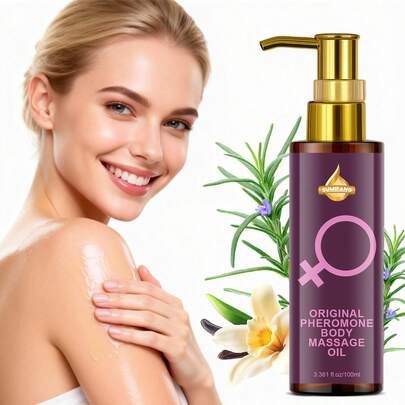 100ml Aceite de masaje corporal, infundido con vainilla, aloe vera, romero, vitamina C y retinol, fórmula nutritiva 6 en 1 para iluminar, hidratar, suavizar y rejuvenecer la piel