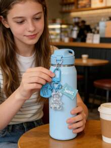 Transparent Bear Keychain, Candy Heart Pendant, Suitable For Phone, Bag, Earphone Case, Cute Stationery, Student Gift - A - View 1