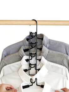 5-In-1 Space Saving Clothes Hanger With Detachable Pant Rack & Non-Slip Foam - Durable Metal Organizer For Shirts, T-Shirts, Etc. - Black - View 4