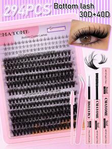 294/282 C型卷翘自然假睫毛，柔软睫毛簇，长度5-18mm，睫毛根部5-7mm，精致自然，C型卷翘，宽幅设计，DIY睫毛嫁接，单根睫毛，纤细睫毛条，适用于下睫毛 - 粉色 - 查看 14