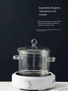 1pc High-Temperature Resistant Glass Pot With Dual Handles, Retro Style Transparent Pot With Lid, Wholesale Household Refrigeration Fruit Container, Cooking Pot - View 10