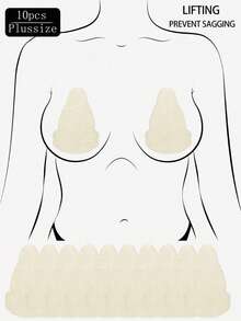 10/20/30 Pcs Plus Size Disposable Non-Woven Nipple Covers, Breathable Gourd Shape Invisible Anti-Sagging Pasties For Large Bust - Multicolor - View 12