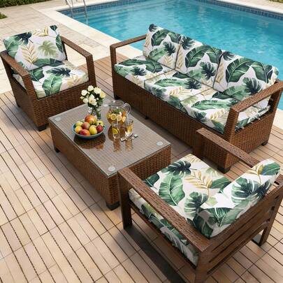 1 pieza Funda de cojín de sofá de exterior con estampado elástico, funda antideslizante para sofá para sala de estar, dormitorio, sofá de exterior, protección contra manchas de mascotas, funda de cojín de asiento de sofá para sofá en forma de L, individual, reclinable y de 2/3/4 plazas, decoración de otoño para el hogar