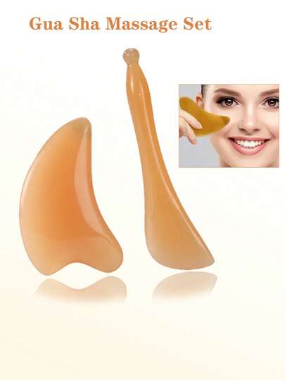 1pc/2pcs Manual Massage Tool, Massage Kneading Stick And Gua Sha Board, Full Body Massage Tool, Gua Sha Massage Tool Suitable For Face And Body Spa Care. Reach Face - Neck - Back - Face, Relaxing, Beauty Massage Board. Mother's Day - Elegant Gift For Ladies