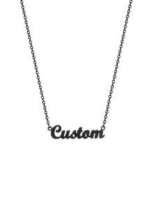 Custom Shiny Frosted Name Necklace Women Personalized Charm Classic Letter Clavicle Necklace Stainless Steel Gold Cursive Name Handmade Pendant Nameplate Jewelry Christmas New Year Gift - Black - View 4
